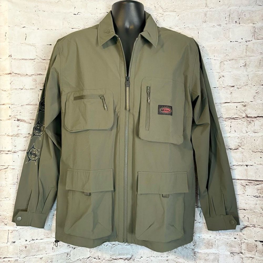 Quiksilver Under Sky Shirt Jacket Utility Cargo Long Sleeve Full Zip Mens Med